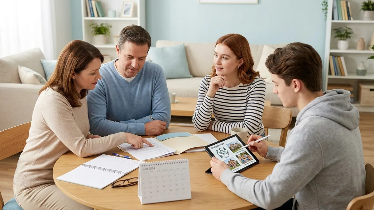 Familia conversa y organiza planes para el futuro junto a sus hijos, incluyendo a un joven autista en las decisiones