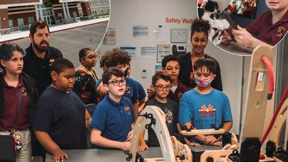 Estudiantes de Arizona Autism Charter Schools participan en una actividad educativa de tecnología y robótica junto a personal escolar
